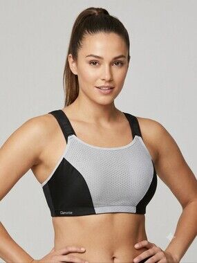 Glamorise Custom Control High Impact Wireless Sports Bra Black Gray 36DD